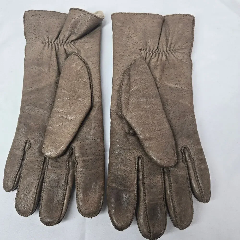 Fownes Gloves Vintage 90s Brown Leather Thinsulate Lining Women's Large
